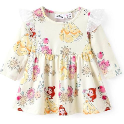 Disney Princess Infant Girls Ruffle Sleeve Sundresses Belle Yellow 6-9M