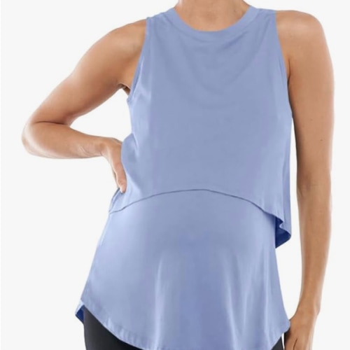 ZDC Women's Maternity Nursing Tank Tops Sleeveless Double Layer Breastfeeding Shirts Summer Pregnancy Clothes