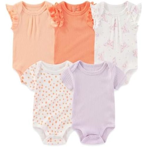 Newborn Baby Short Sleeve Bodysuits Cotton One-Piece Baby Boy Girl Clothes 5-Pack