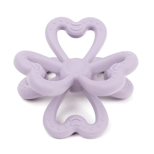 haakaa Silicone Clover Teether, Teethers for Babies 3 Months+, Lavender | Soft Easy-Grip Chew Toy, Teething Relief for 3-6 & 6-12 Months, Freezer Safe, BPA-Free