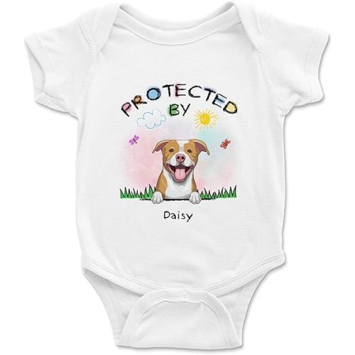 Gossby Custom Onesie Bodysuit for Baby Girl Boy - Personalized Gift Baby Clothes with Dog Design - 0-24 Months - 4 Colors