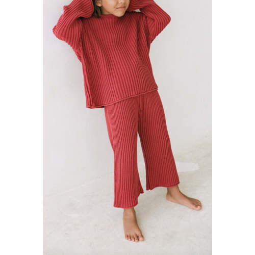 Essential Ribbed Knit Pants - Brick