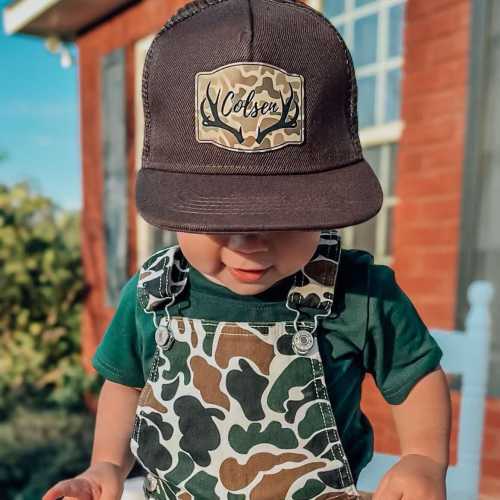 Personalized Snapback Hat | Infant and Youth, Camo Antlers - Style BO