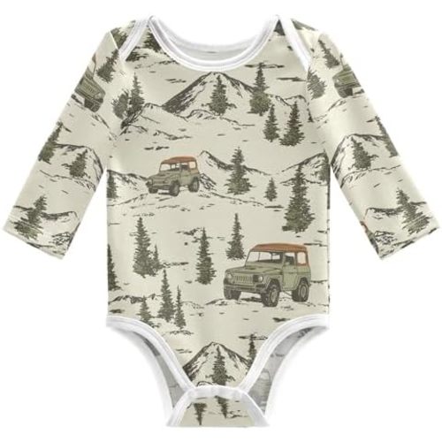 vvfelixl Baby Bodysuits Offroad Cars Long Sleeve Cotton Baby Clothes for Boys Girls 0-3M