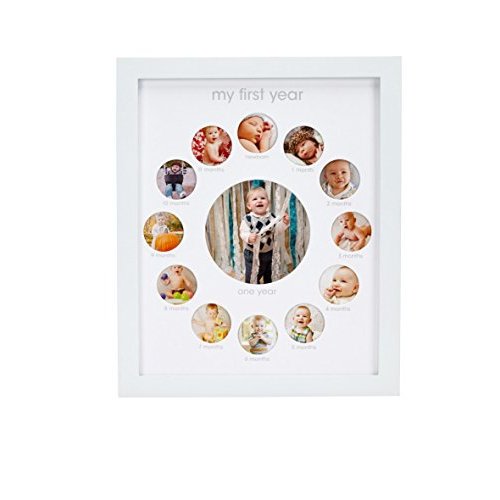 Pearhead My First Year Baby Keepsake Photo Frame, Newborn Nursery Décor, Monthly Milestone Photos, Gender-Neutral Gift, White