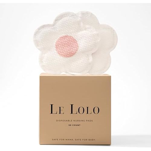 Le Lolo Floral Disposable Nursing Pads | 3X More Absorbent, 6-Layer Ultra-Thin Design, Breathable Fabric, Wrapper-Free, Leakproof, Discreet Breastfeeding Pads (50 Count)