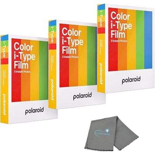Polaroids Black & White Instant Film, 3 Pack, 24 Photos, B&W Film Works with Polaroid i-Type Cameras, Now, Now+, I-2, & Lab, Bundle with a Lumintrail Lens Cleaning Cloth