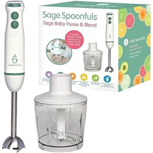 Sage Spoonfuls Baby Food Maker, Processor and Immersion Blender with Dishwasher-Safe Stainless Steel Attachments for Meal Prep & Baby-Led Weaning, White