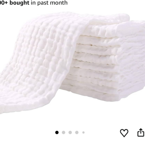 Yoofoss Muslin Burp Cloths for Baby 10 Pack 100% Cotton Baby Washcloths for Boys Girls Large 20''X10'' Super Soft and Absorbent White