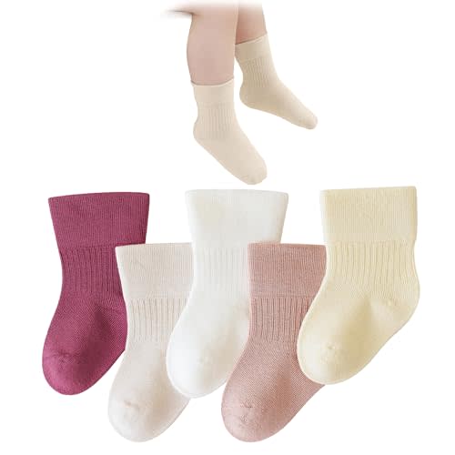 VIAOKUTH Baby Girls/Boys Socks Soft Cotton Infant Sock Set Newborn Dress Socks 5 Pairs Comfortable Sock for Toddler