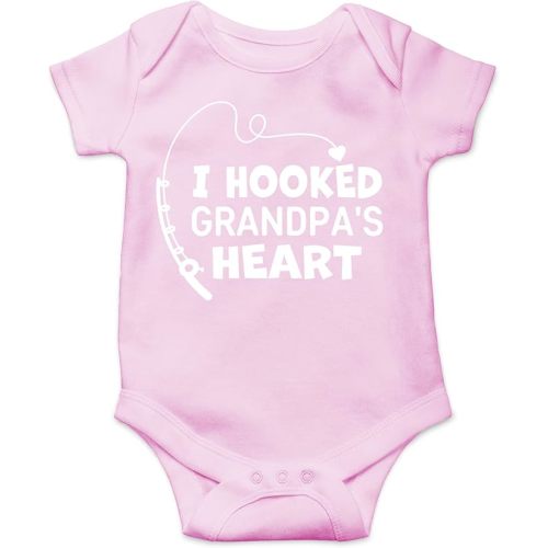 CBTwear I Hooked Grandpa’s Heart - Baby Clothes - Funny Newborn Bodysuit Outfits for Boys and Girls