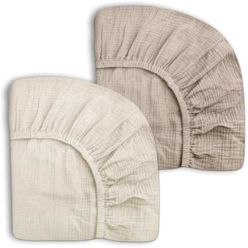 Mini Crib Sheets 2 Pack, Muslin Cotton Nursery Bedding, 24" x 38"