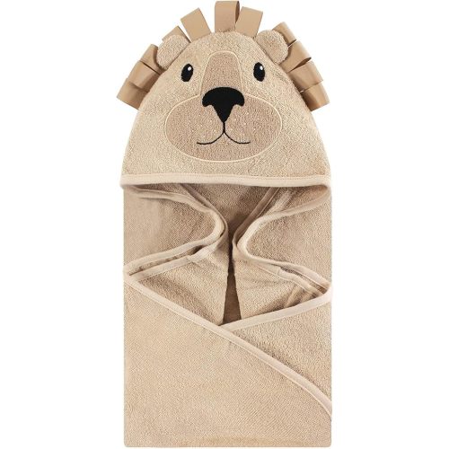 Hudson Baby Unisex Baby Cotton Animal Face Hooded Towel, Lion, One Size