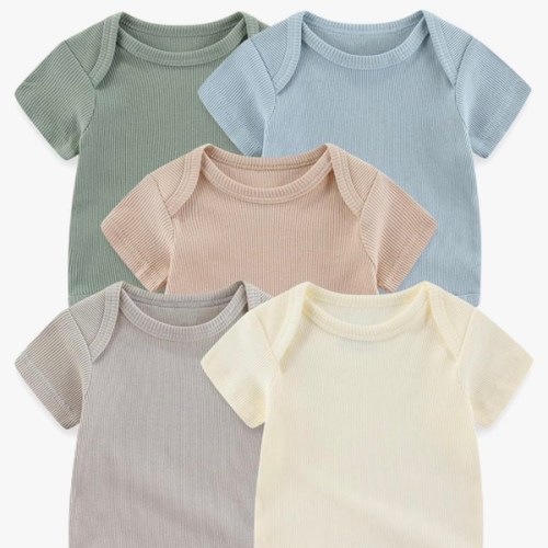 Baby Bodysuits Ribbed Mix Summer Newborn Boy Girl Clothes 5-pack