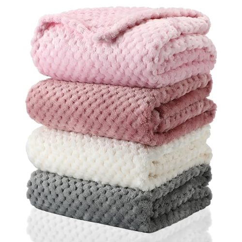 Frienda 4 Pcs Baby Fuzzy Blanket Fluffy Baby Blanket for Boys Girls Soft Warm Infant Newborn Toddler Receiving Nursery Bed Supplies, 32 x 24 Inch(Lovely Color)
