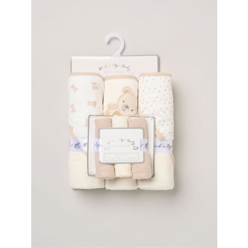 Rock-A-Bye Baby Boutique Brown Hooded Towels And Wash Cloth Set 3 Pack