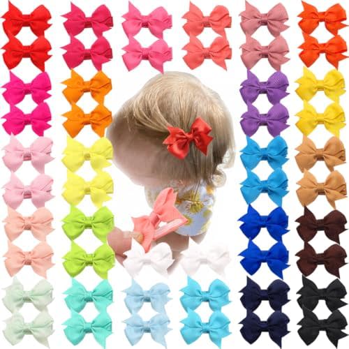 CÉLLOT Baby Hair Clips 50Pcs 2" Baby Hair Bows Fully Covered Barrette Clips