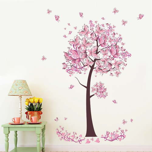 Butterfly Stick Backsplash For Kitchen, PVC Wall Sticker Self-Adhesive Wallpaper Decoration, Pink Wall Stickers Removable DIY Background Decal Vinyl Wallpaper Decor For Living Room Bedroom Kids