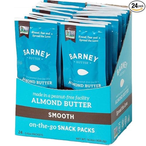 Barney Butter Almond Butter Snack Packs, Smooth, 0.6 Ounce (Pack of 24), Skin-Free Almonds, Non-GMO, Gluten Free, Keto, Paleo, Vegan