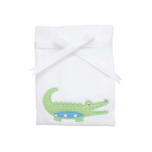 Alligator Applique Burp, Blue