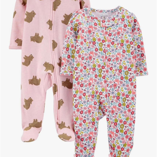 Simple Joys by Carter's Baby Girls' 2-way Zip Thermal Footed Sleep and Play, Pack of 2