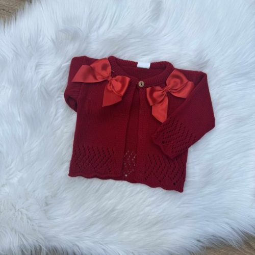 Red Double Bow Cardigan - Trendy Tots Baby Boutique