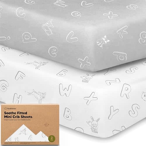 2-Pack Mini Crib Sheets Fitted, 38x26 Pack N Play Mattress Sheets (Elly)