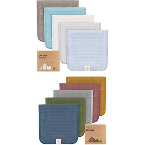 KeaBabies 5-Pack Cotton Muslin Burp Cloths Baby Girls, Boys - Soft & Absorbent Spit Up Burp Rags, Large Muslin Towel, Cotton Wash Cloths for Babies, Newborn, Infant, No Shrink, Durable, Neutral