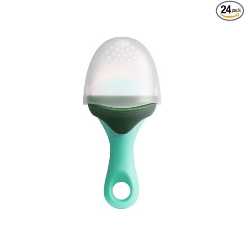 Boon Pulp Silicone Baby Fruit Feeder - Soft Silicone Baby Feeding - Fruit and Vegetable Baby Led Weaning Supplies - Baby Feeding Essentials - Green/Mint - 1 Count