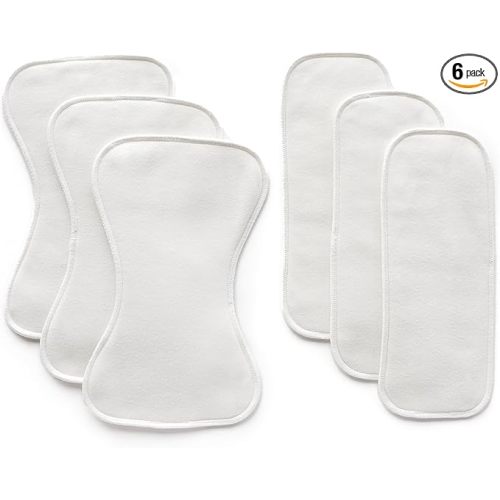 Esembly Ultra Absorbent Overnight Hemp Cloth Diaper Booster Inserts with Stay-Dry Fleece – Reusable Nighttime Doublers for Heavy Wetters – Size 2, 3 Sets (3 Contours and 3 Boosters)