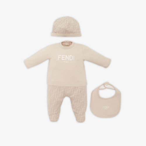 Baby Set Beige jersey baby set with logo