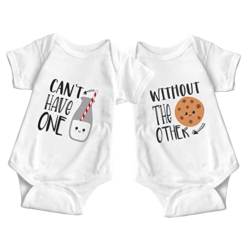 listery Funny Twin Outfits Bodysuits Clothes Boy Girl Twins Rompers 2 Pack Baby Matching Outfits For Newborn Infant