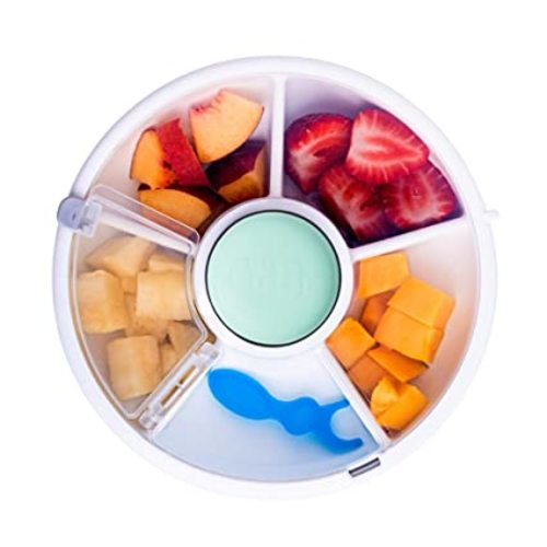 GoBe Kids Snack Spinner - Reusable Snack Container with 5 Compartment Dispenser and Lid | BPA and PVC Free | Dishwasher Safe | No Spill, Leakproof | for Toddlers, Babies, Home, Travel - Teal