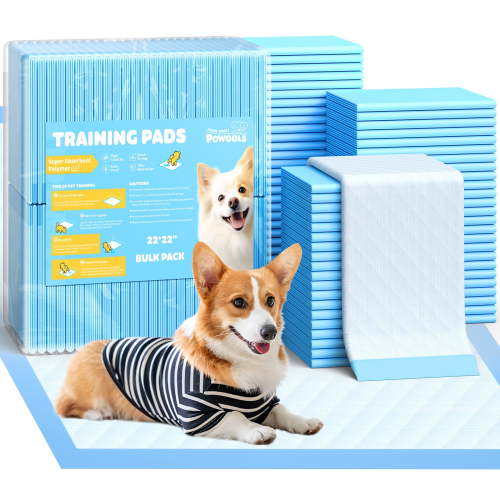 Powools Puppy Pads, 22" x 22" Large 6-Layer 150 Pack Dog Wee Wee Pads with Powerful Absorbency