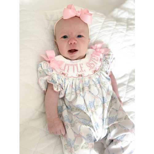 Little Sister Smocked Footie, Floral Sibling Set Outfit, Baby Sister Gift, Coordinating Sibling Outfits, Newborn Gift, Little Sister Outfit