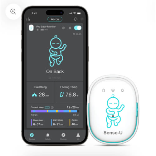 Sense-U Baby Movement Monitor: Abdominal Movement, Rollover, Temp