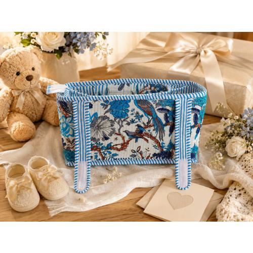 Handmade Quilted Stroller Caddy Bag, Cotton Stroller Organizer, Pram Storage Bag, Pushchair Organizer, Baby Shower Gift, Diaper Caddy