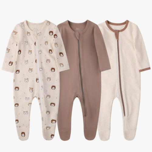 O2 BABY Baby Boys Girls Organic Cotton Zip-Front Sleeper Pajamas, Footed Sleep 'n Play