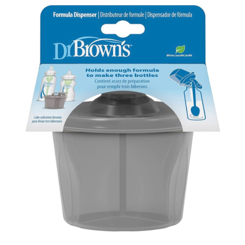 Dr. Brown's Baby Formula Dispenser with Snap-On Lid for On-the-Go Feedings,Milk Powder Dispenser for Traveling with Infant,Gray
