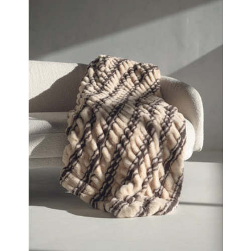 Hugs Milk Chocolate Stripe Plush Blanket | Minky Couture