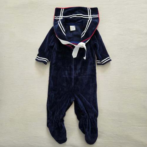 Vintage Sailor Velour Footed Outfit 3-6 months