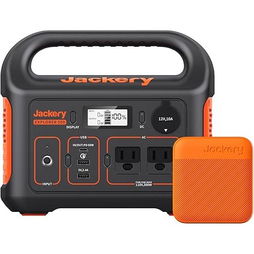 Jackery Portable Power Station Explorer 300 and 102W Fast Charger, 293Wh Backup Lithium Battery, Solar Generator for Outdoors Camping Travel Hunting Blackout (Solar Panel Optional)