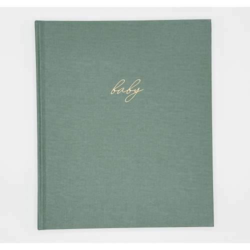 Linen Baby Book - Sage