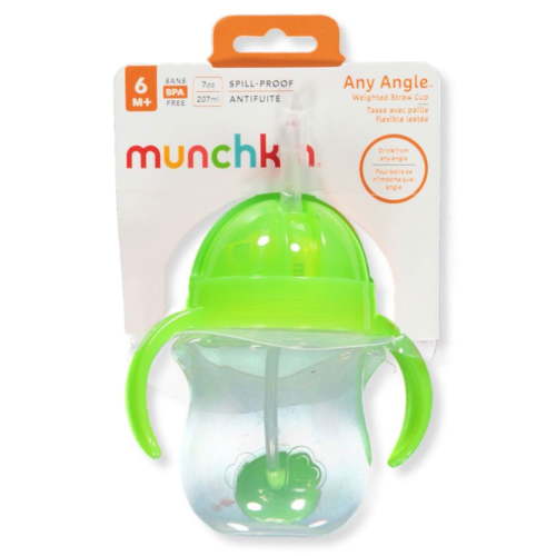 Munchkin Any Angle Weighted Straw Cup (7 oz.) Color: neon green Size: one size