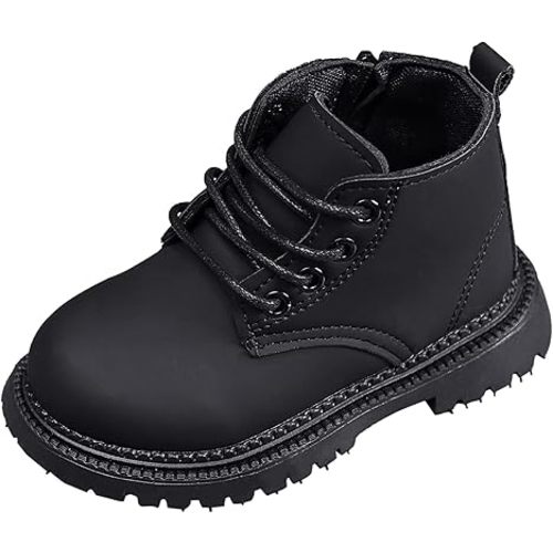 Happy Cherry Baby Work Boots Autumn Fashion Leather Lace-Up Boots Soft Flat Ankle Snow Boots