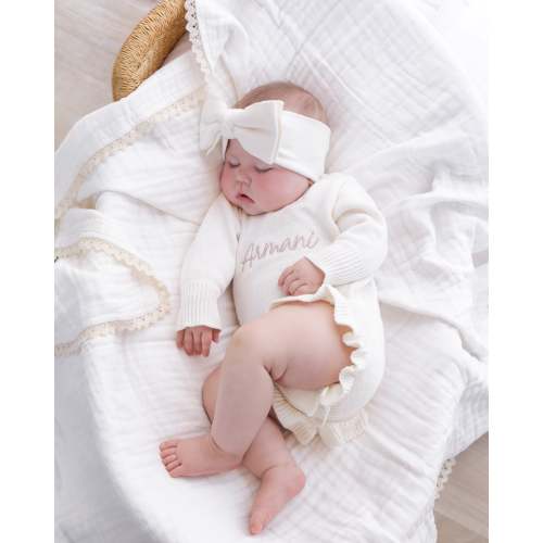 Frill Leg Knit Romper - Cloud – Pine Kids Co