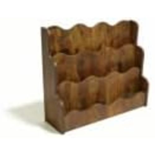 NACHES 3-Tier Montessori Bookshelf for Kids - Wooden Front-Facing Book Display Rack with Wave Design, Toy Organizer for Toddler Nursery, Bedroom, Classroom & Playroom, Middle Rustic Brown
