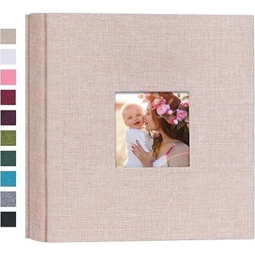 Mublalbum Small Photo Album 4x6 200 Photos Linen Cover Picture Book with Horizontal Pockets for Wedding Family Anniversary and Baby (Beige)