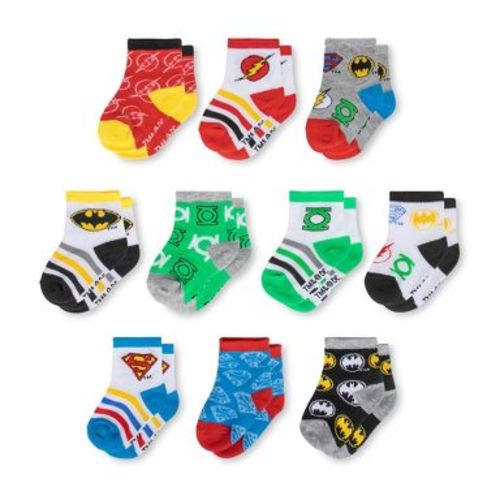 Batman, Superman, and Justice League Baby Boys 10-Pack Socks (6-12 Months)