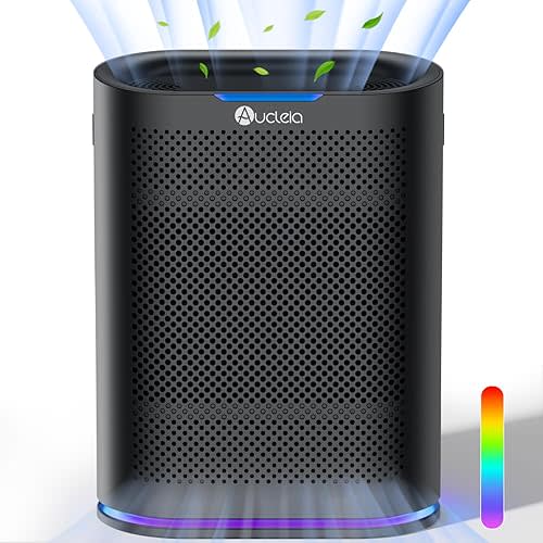 Air Purifiers for Home Large Room Cover 2,100 Ft²,Home Air Purifier with Air Quality Monitor & Aromatherapy,Auto H13 Air Purifier Removes Pets Hair Dust Smoke Odor,with 7 Colors Light(Black)